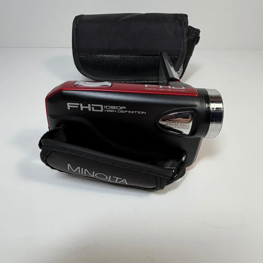 Minolta MN50HD Red 1080p FHD Digital Camcorder 20.0MP Video Camera Bundle
